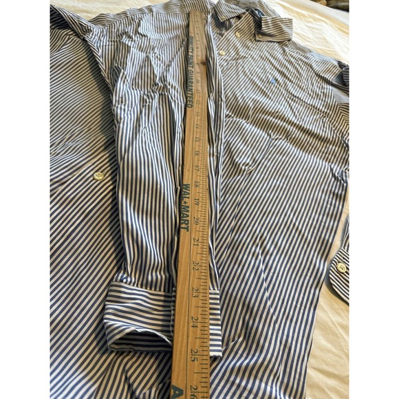 Ralph Lauren Classic Fit Blue/White Striped w/Blue Pony Button Shirt Size 16.5 - Picture 8 of 11